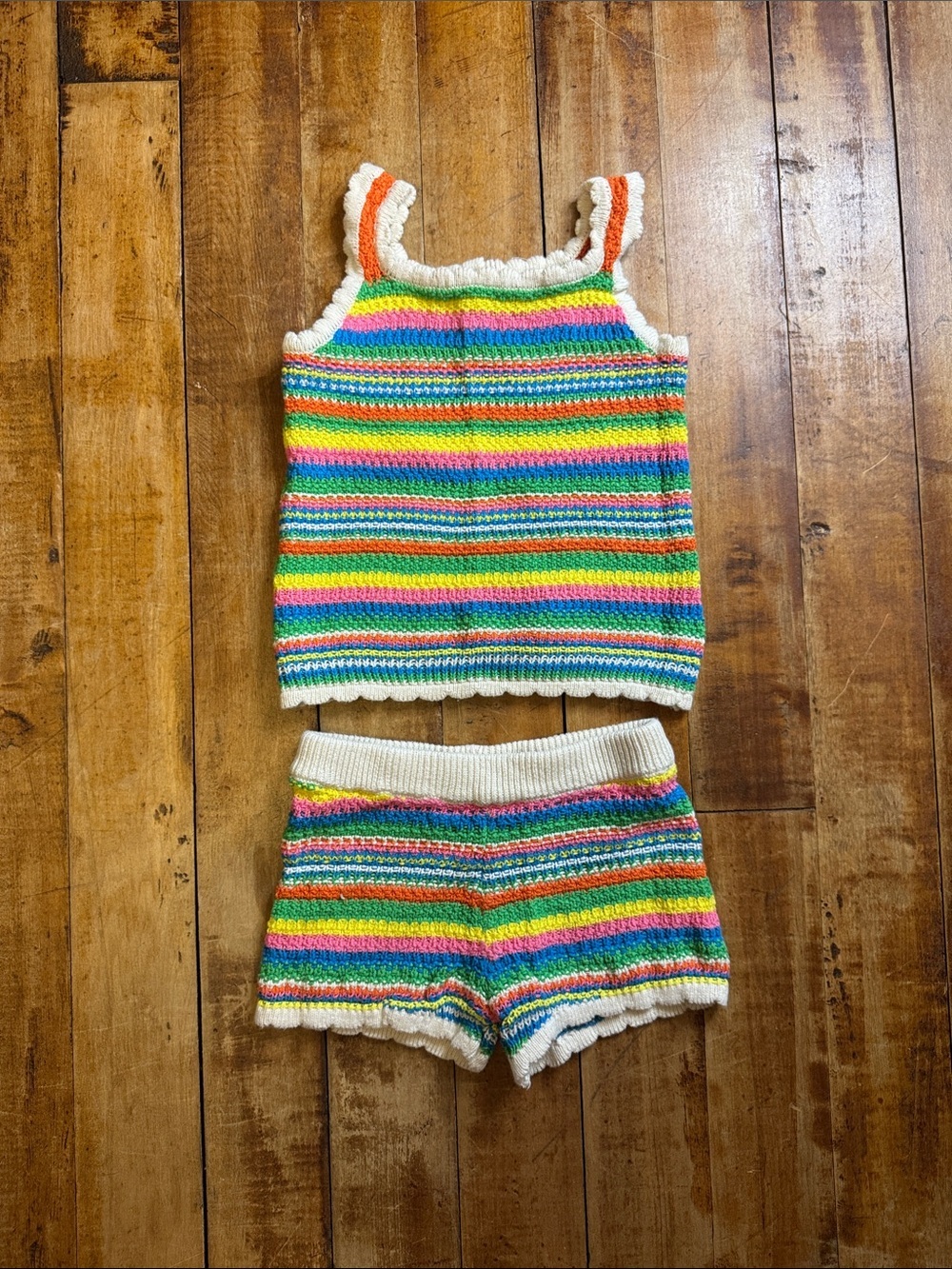Jessica Simpson knit Tank Shorts Set 4T cotton summer rainbow stripe beach vaca